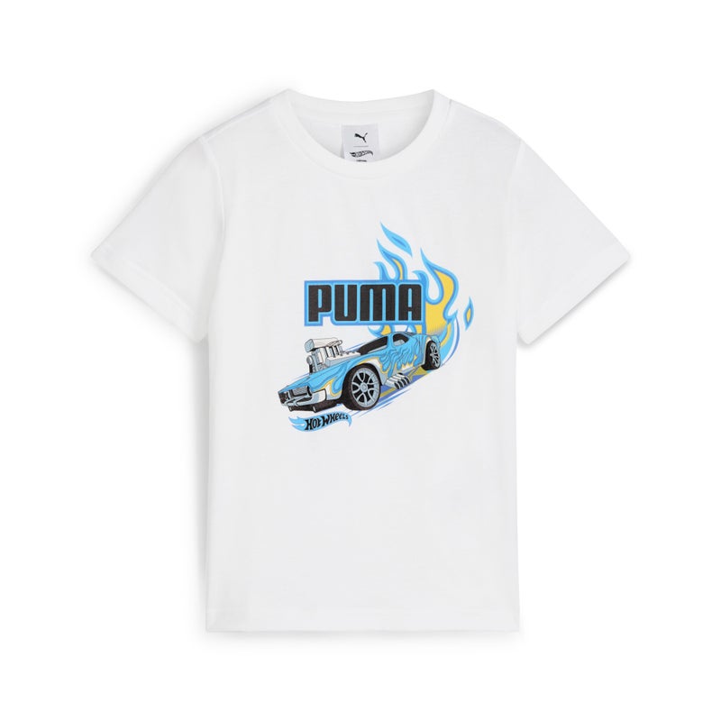 PUMA x HOT WHEELS Graphic Kids Boys White T-Shirt - Image 4
